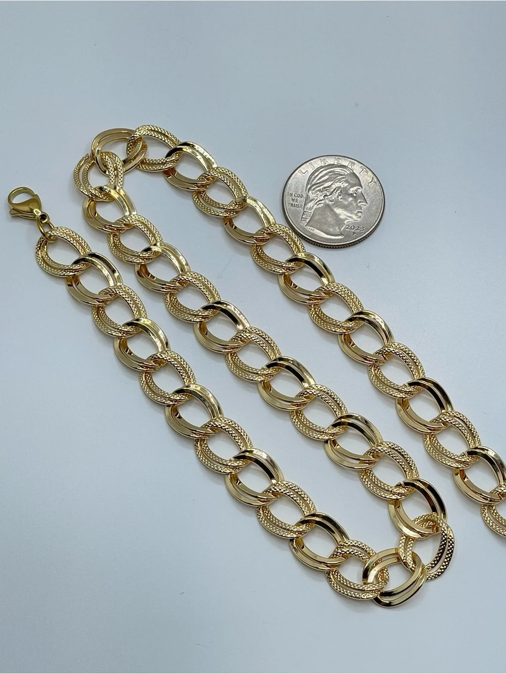 Stainless Steel Gold Chain Link Necklace Modern Minimalist Statement Classic